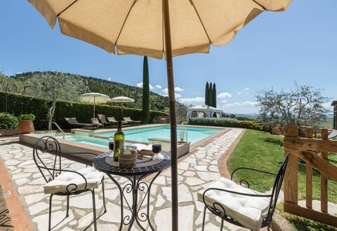 Villa Manuela: Property, Real Estate, Patio, Umbrella, Table, Building, Shade, Home, Outdoor Table, Furniture