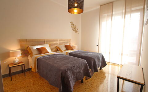 Marina Apartment: Bedroom, Bed, Furniture, Room, Property, Bed Frame, Bed Sheet, Interior Design, Wall, Floor