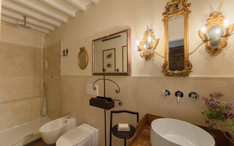 Casa Annateresa: Mirror, Plumbing Fixture, Plant, Property, Sink, Bathroom Sink, Tap, Bathroom, Building, Lighting