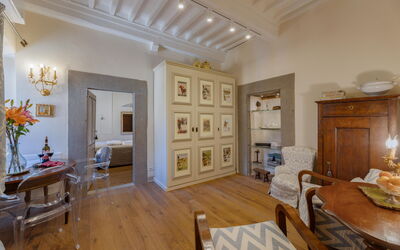 Living room, dining room and kitchen