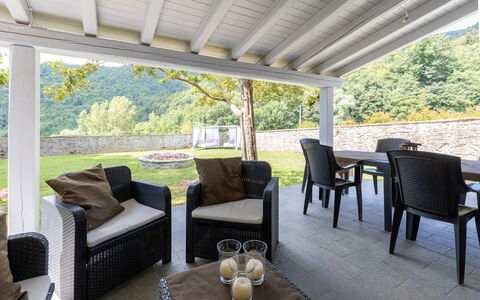 Villa Il Biancospino: Furniture, Table, Property, Chair, Plant, Tableware, Shade, Interior Design, Tree, Living Room