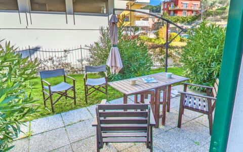 Mario - Levanto: Balcony, Apartment, Chair, Outdoor Furniture, Shade, Eco Hotel, Outdoor Table, Porch, Yard, Kitchen & Dining Room Table