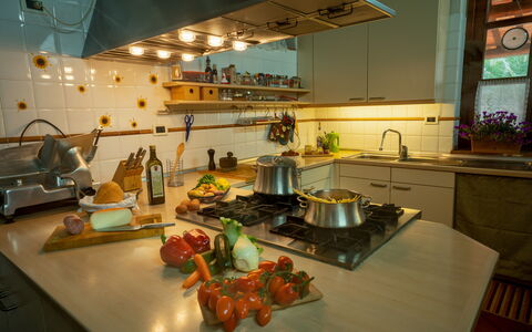 Campo Valerio: Food, Table, Tableware, Countertop, Kitchen, Interior Design, Cuisine, Cabinetry, Tap