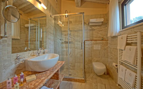 Villa Le Buche: Tap, Plumbing Fixture, Mirror, Sink, Bathroom, Bathtub, Bathroom Sink, Interior Design, Architecture