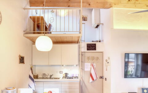 Studio Fede - Levanto: Property, Furniture, Building, Window, Interior Design, Wood, Lighting, Living Room, Shelving, House