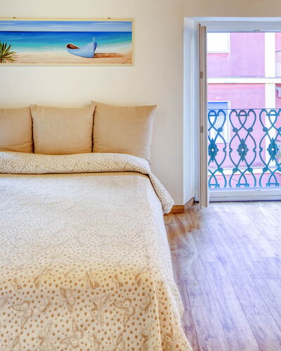 Studio Fede - Levanto: Furniture, Blue, Building, Comfort, Window, Azure, Wood, Textile, Bed Frame, Flooring