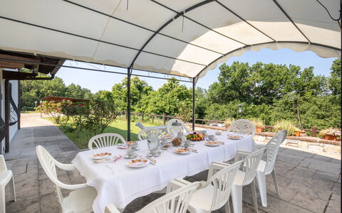 Grezzano Villa: Table, Furniture, Plant, Property, Chair, Tableware, Nature, Tree, Interior Design, Outdoor Furniture