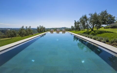 Villa Di Corazzano: Water, Plant, Sky, Water Resources, Property, Swimming Pool, Tree, Azure, Natural Landscape, Building