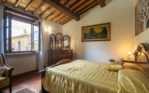 Valdambra Villa: Wall, Furniture, Home, Bedroom, House, Bed, Bed Frame, Room, Drawer, Lamp