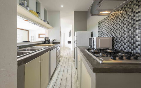 Casina Dell'acquaborra: Kitchen, Countertop, Kitchen Appliance, Interior Design, Wall, Kitchen Stove, Major Appliance, Flooring, Ceiling, Wood