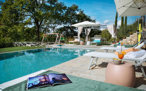 Villa Castiglioni: Water, Property, Sky, Plant, Swimming Pool, Azure, Outdoor Furniture, Sunlounger, Tree, Shade
