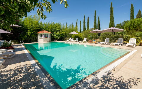 Villa Lorenzana: Water, Plant, Sky, Property, Swimming Pool, Azure, Tree, Building, Body Of Water, Shade