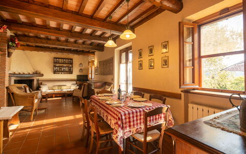 Casa Del Colle: Table, Furniture, Property, Window, Chair, Wood, Interior Design, Building, Real Estate, Beam