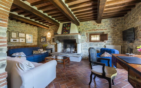 Villa Chio: Table, Furniture, Couch, Blue, Chair, Azure, Living Room, Picture Frame, Interior Design, Wood