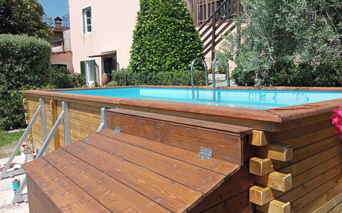 Alla Collina Del Sole: Wood, Swimming Pool, Wood Stain, Composite Material, Hardwood, Leisure, Plank, Deck, Plywood, Shade