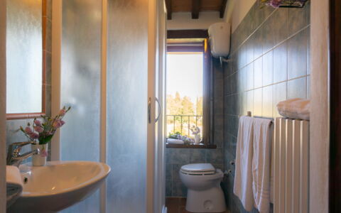 Villa Lugnano: Building, Property, Plumbing Fixture, Sink, Plant, Purple, Bathroom, Mirror, Interior Design, Wood