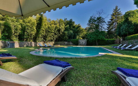 Villa Vaccoli: Water, Plant, Property, Sky, Swimming Pool, Azure, Shade, Outdoor Furniture, Tree, Grass