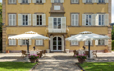 Villa Vorno: Plant, Building, Window, Furniture, Umbrella, Chair, Flowerpot, Shade, Tent, Door