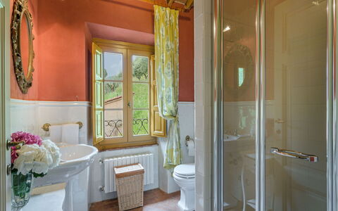 Villa Guamo: Property, Furniture, Plumbing Fixture, Building, Plant, Interior Design, Bathroom, Wood, Floor, Mirror