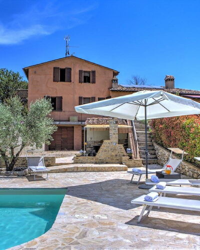 Villa Montone: Plant, Water, Sky, Building, Property, Azure, Swimming Pool, Outdoor Furniture, Tree, Cloud