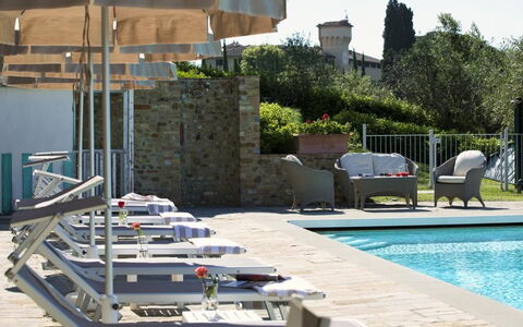 Chianti Fornace 1: Water, Plant, Swimming Pool, Outdoor Furniture, Shade, Architecture, Sunlounger, Building, Umbrella, Leisure