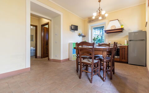 Il Fienile Holiday Home: Table, Furniture, Houseplant, Wood, Lighting, Interior Design, Building, Chair, Hall, Floor