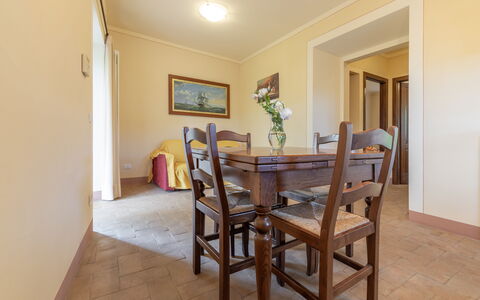 Il Fienile Holiday Home: Furniture, Table, Chair, Wood, Building, Paint, Interior Design, Flooring, Wood Stain