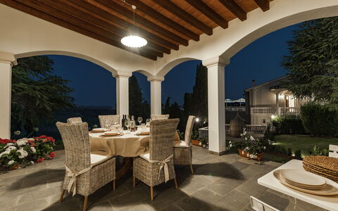 Le Due Ville: Table, Plant, Furniture, Building, Shade, Chair, Window, House, Real Estate, Tree