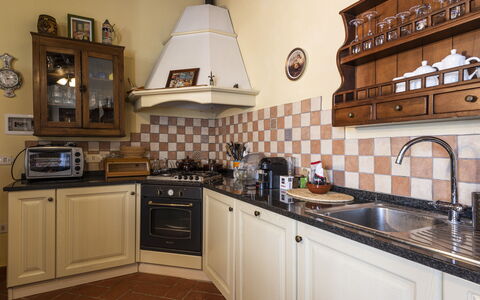 Villa Cevoli: Countertop, Cabinetry, Property, Kitchen Sink, Sink, Kitchen Stove, Kitchen Appliance, Kitchen, Tap, Wood