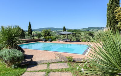 Villa Pancole: Water, Plant, Property, Sky, Swimming Pool, Azure, Natural Landscape, Building, Tree, Rectangle