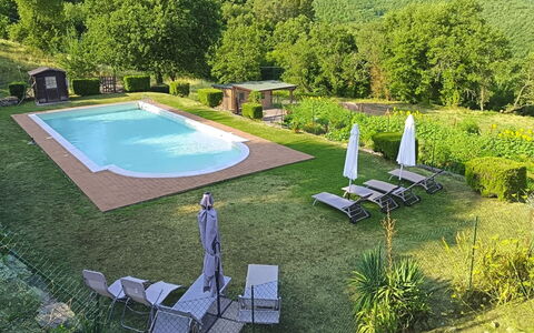 La Casa nel Borgo: Blue, Swimming Pool, Composite Material, Resort, Shade, Eco Hotel, Water Feature, Hacienda, Landscaping, Thermae
