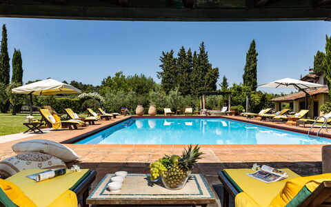 Podere La Torre: Water, Sky, Property, Plant, Swimming Pool, Nature, Azure, Shade, Outdoor Furniture, Tree