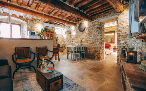 Casa San Valentino: Furniture, Table, Interior Design, Window, Architecture, Flooring, Wood, Building, Floor, Chair