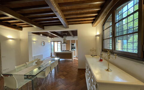 Villa Tresanti: Cabinetry, Furniture, Countertop, Tap, Sink, Window, Wood, Kitchen, Table, Interior Design