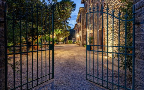 Villa Torreone: Plant, Building, Sky, Tree, Road Surface, Sunlight, Fence, Shade, Tints And Shades, Wood