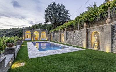Villa Torreone: Sky, Plant, Water, Cloud, Tree, Swimming Pool, Grass, Building, Leisure, Landscape