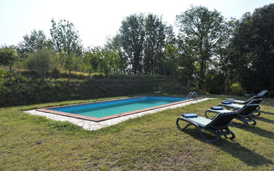 Villa Antelminelli: Plant, Sky, Swimming Pool, Tree, Shade, Outdoor Furniture, Outdoor Bench, Rectangle, Leisure, Grass
