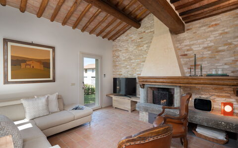 Villa Noemi: Furniture, Property, Couch, Wood, Interior Design, Living Room, Floor, Flooring, Wall, Hardwood