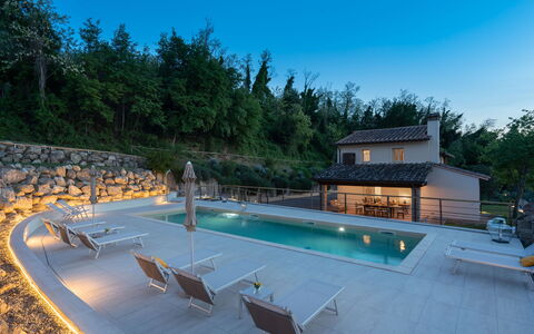 Villa Noemi: Water, Sky, Property, Swimming Pool, Azure, Outdoor Furniture, Body Of Water, Chair, Tree, Sunlounger