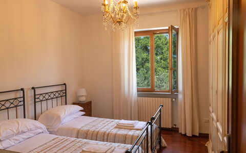 Residenza la Casuccia: Bed, Interior Design, Bedroom, Bedding, Bed Frame, Floor, Bed Sheet, Room, Furniture, Ceiling