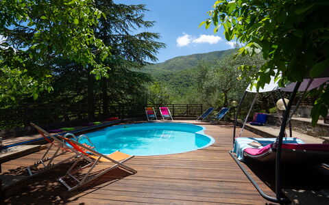 Villa La Vigna: Water, Plant, Sky, Swimming Pool, Cloud, Azure, Shade, Tree, Natural Landscape, Mountain