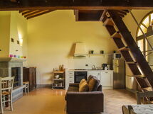 Living room, dining room and kitchen