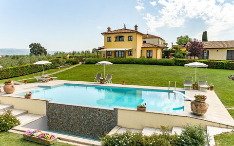 Villa Dei Ciliegi: Water, Plant, Sky, Cloud, Swimming Pool, Building, Window, Tree, Outdoor Furniture, Shade