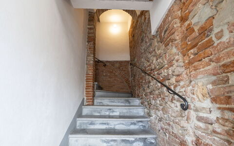Il Borgo Apartment: Building, Stairs, Wood, Interior Design, Flooring, Floor, House, Brick, Ceiling