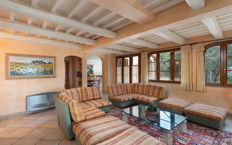 Villa Morellino: Table, Couch, Property, Furniture, Window, Wood, Picture Frame, Living Room, Interior Design, Plant