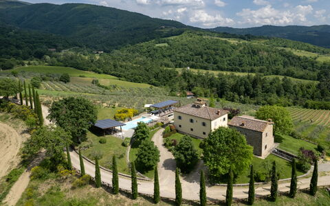 Villa Castelluccio - Arezzo, Toscana: Plant, Cloud, Sky, Building, Natural Landscape, Tree, House, Highland, Land Lot, Vegetation