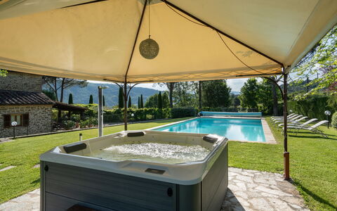 Il Mulino Di Vogognano - Subbiano, Private Pool, J: Plant, Water, Property, Building, Shade, Window, Umbrella, Swimming Pool, Outdoor Furniture, Rectangle