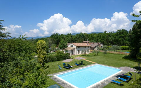 Villa Le Selve: Cloud, Sky, Plant, Property, Water, Swimming Pool, Building, Tree, Chair, Grass