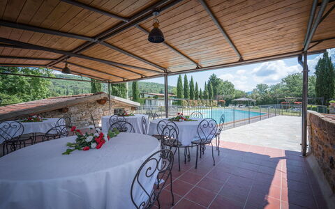Mulino Al Suono - Badia Agnano, Toscana: Table, Furniture, Chair, Plant, Shade, Tree, Interior Design, Outdoor Furniture, Flowerpot, Water