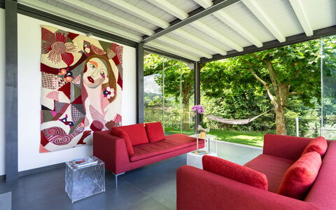 Luxury Green Marignana Villa, Versilia, Pool, Ac,: Property, Furniture, Couch, Plant, Interior Design, Decoration, Living Room, Shade, Comfort, Wall